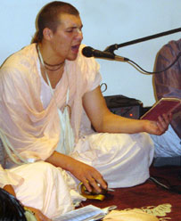 Gaurasundara Prabhu leading a bhajan in Australia, 2004.