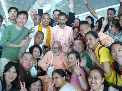 Devotees of Krishna at the Hong Kong Airport