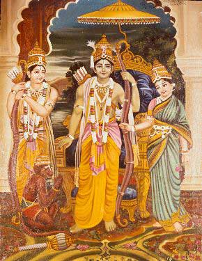 Sri Ramachandra, Sita devi, Laxman and Hanuman