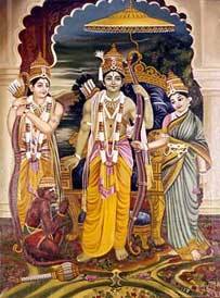 Sri Ramachandra, Sita devi, Laxman and Hanuman