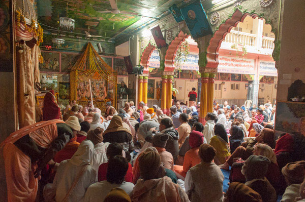 Guests attentively listening to Hari-katha